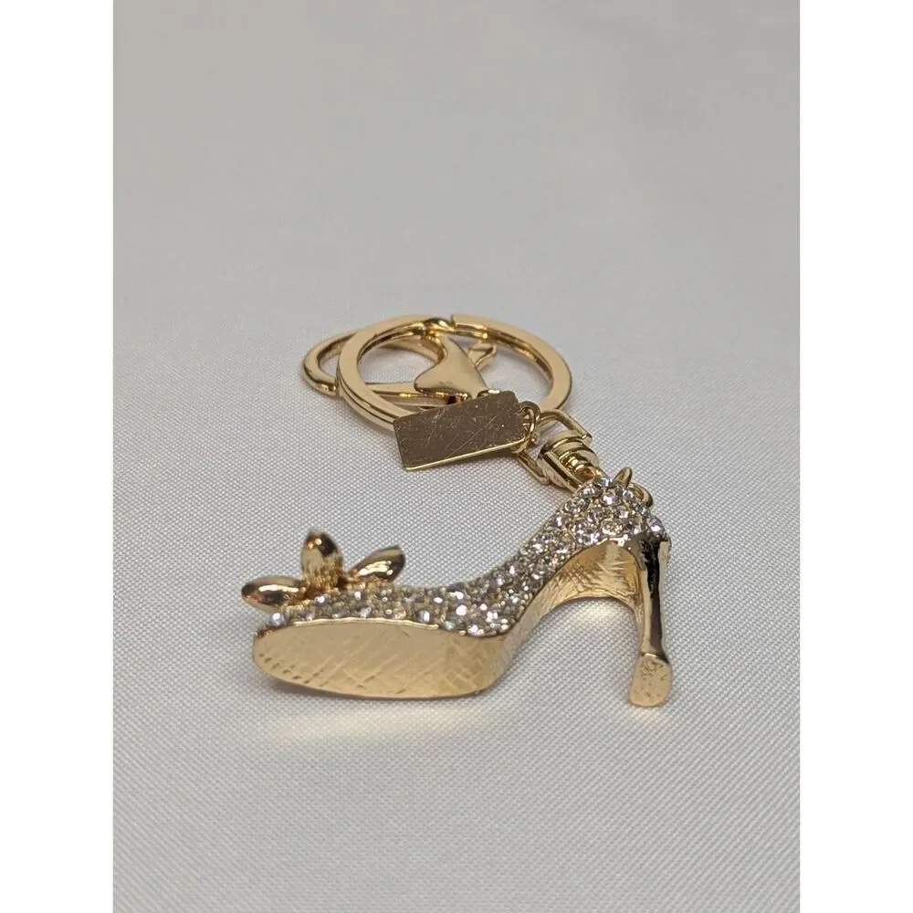 Off Park Crystal High Heel Keychain or Bag Charm - Gold Tone, Bling